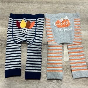 Mud Pie 6-12 month Striped Pumpkin Thanksgiving Leggings